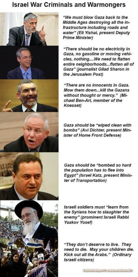 Gaza - Words of Jewish war criminals